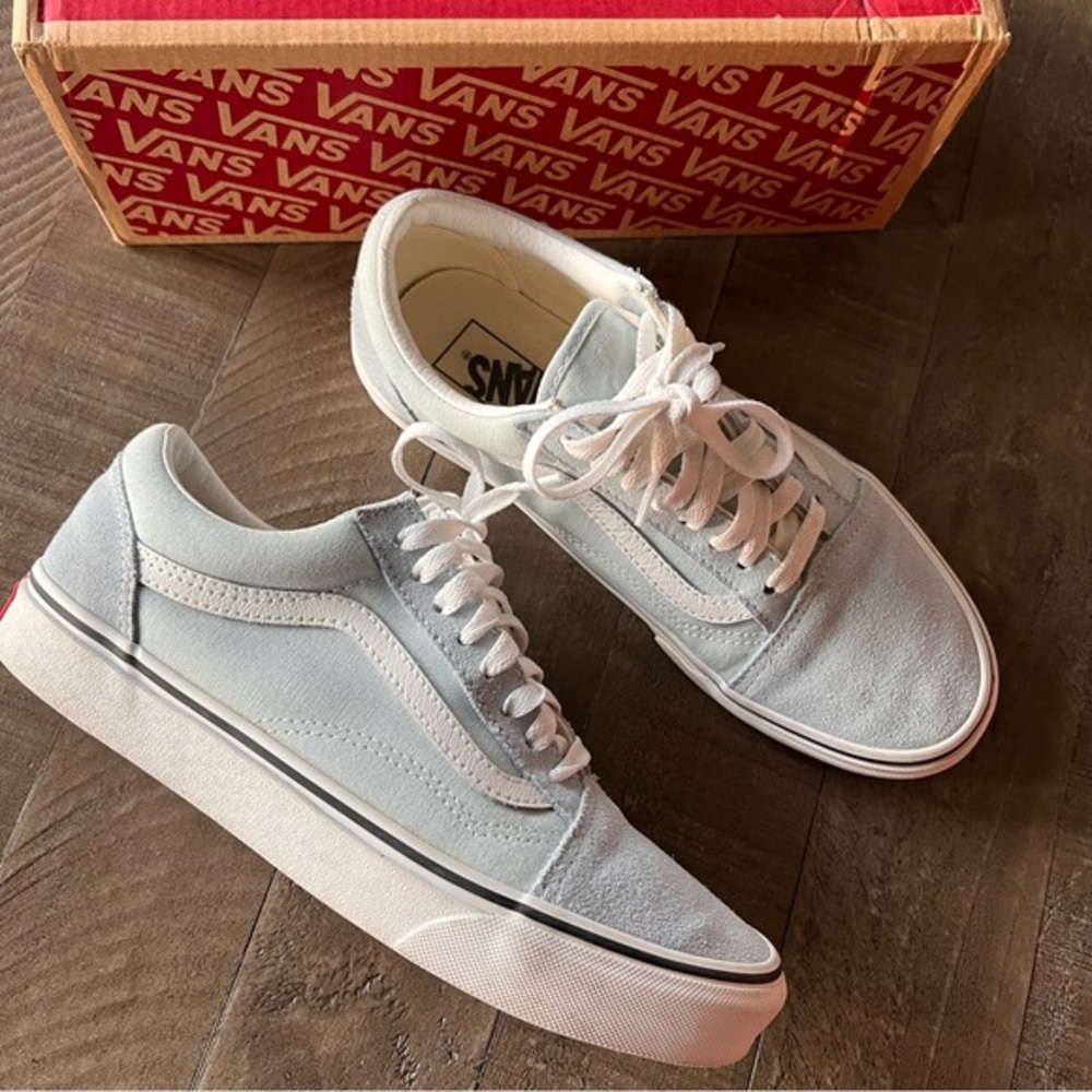 Vans Old Skool Low-Top Sneakers in Light Baby Blue And White